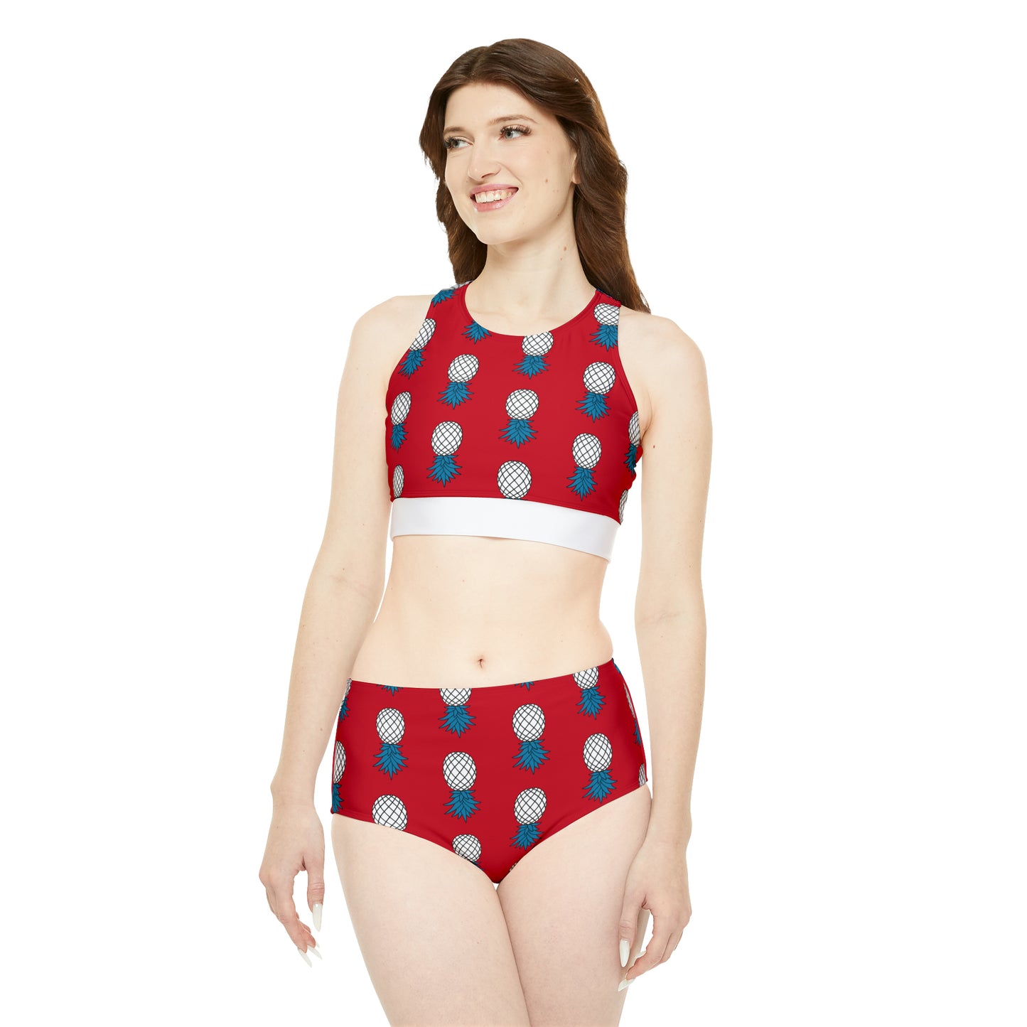 Pineapple Sporty Bikini Set - Fire Red