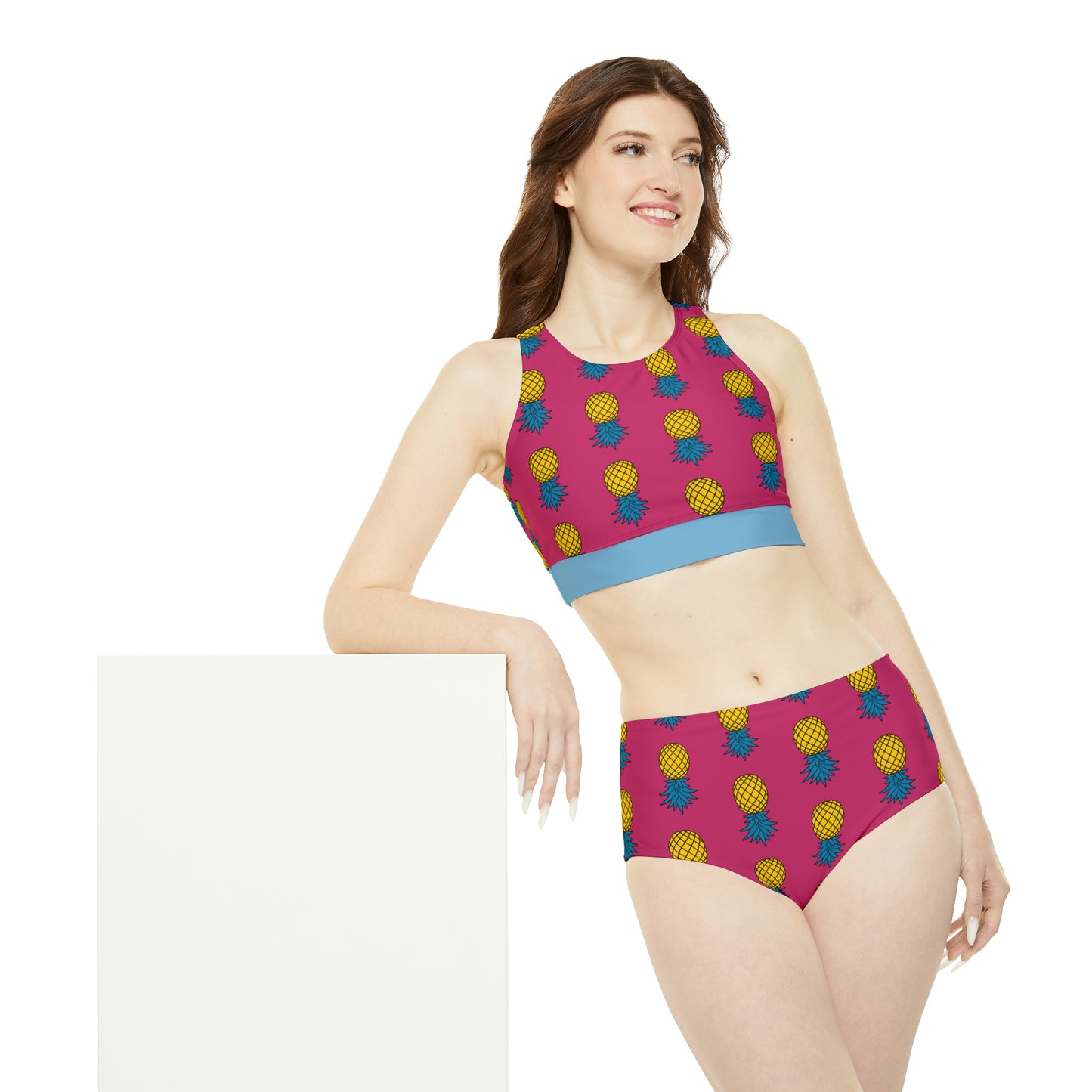 Pineapple Sporty Bikini Set - Flamingo