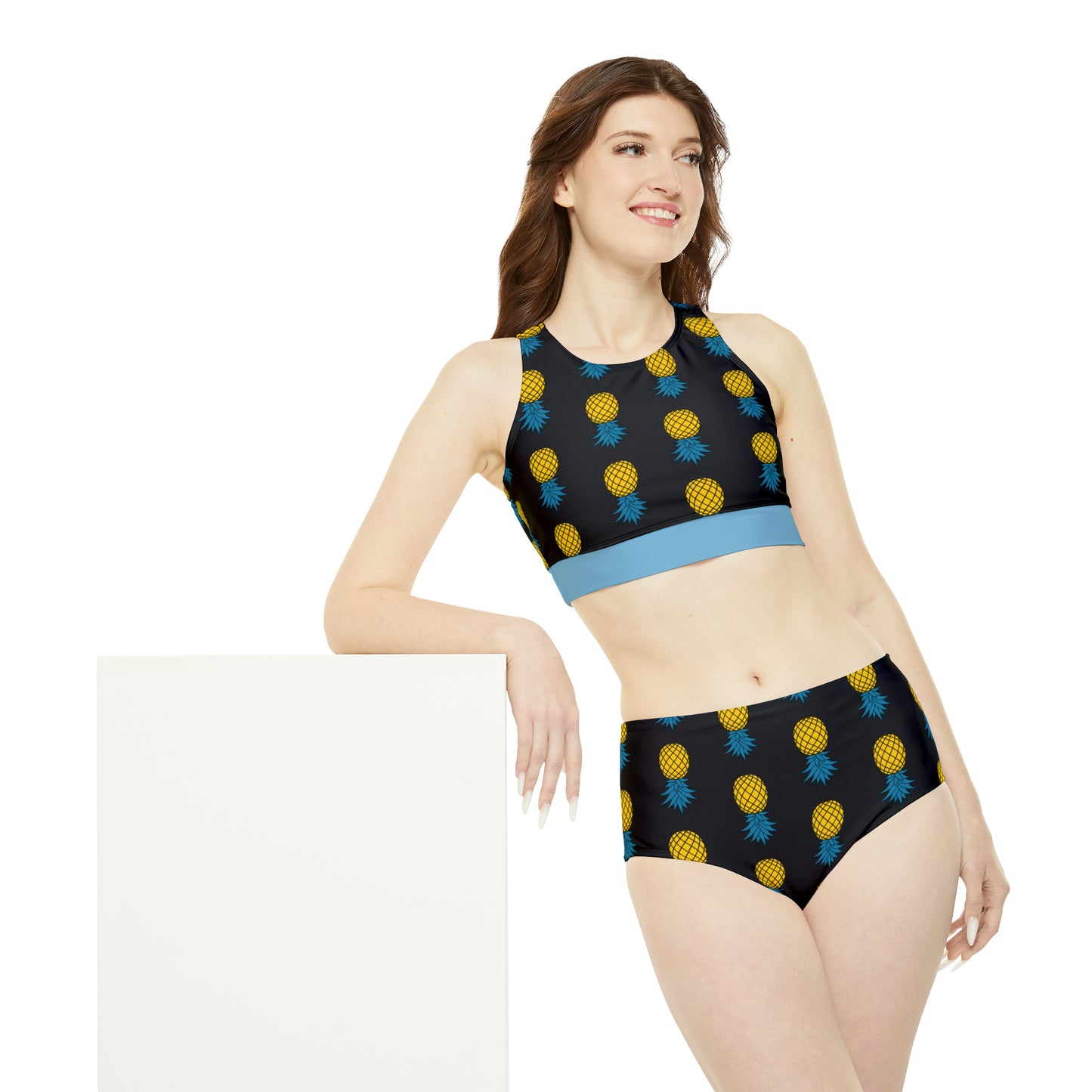 Pineapple Sporty Bikini Set - Black