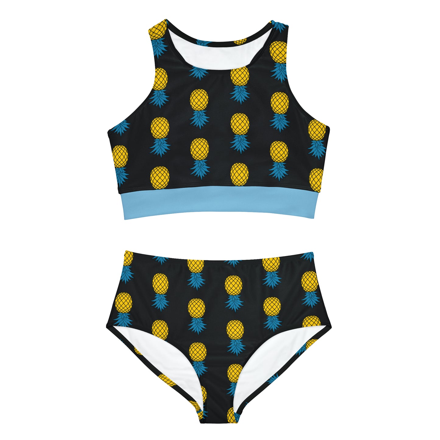 Pineapple Sporty Bikini Set - Black