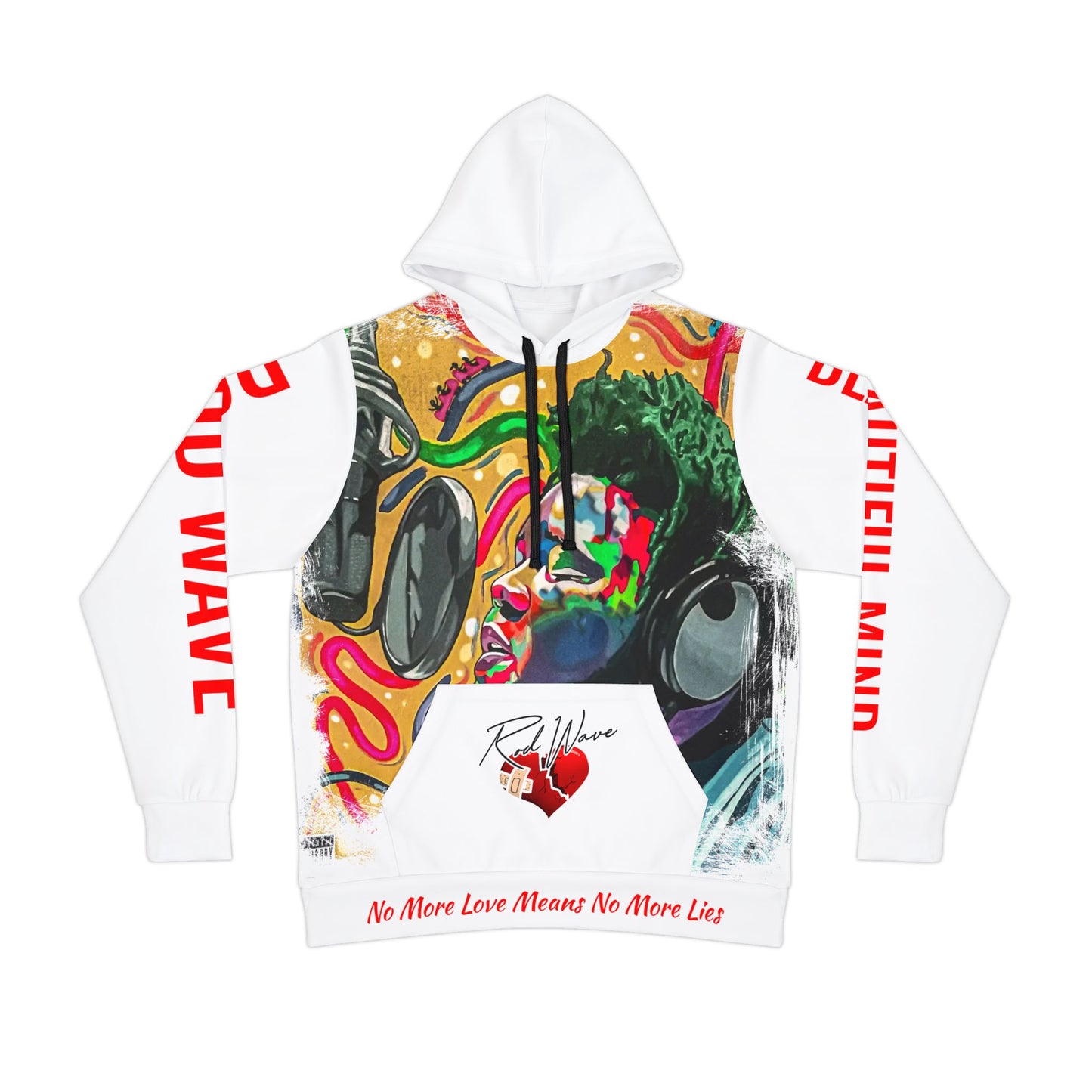 Rod Wave Beautiful Mind Hoodie White | Official Rap Tour All-Over Print Sublimation Pullover