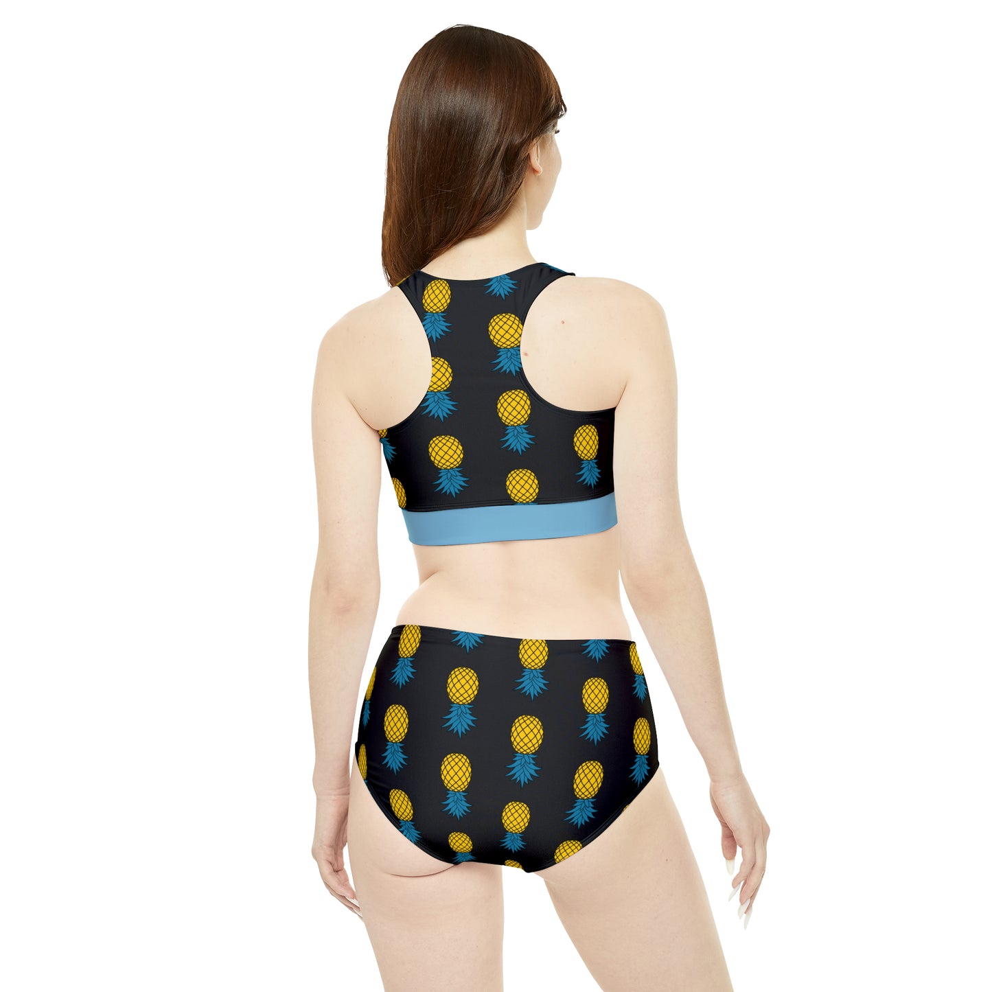 Pineapple Sporty Bikini Set - Black