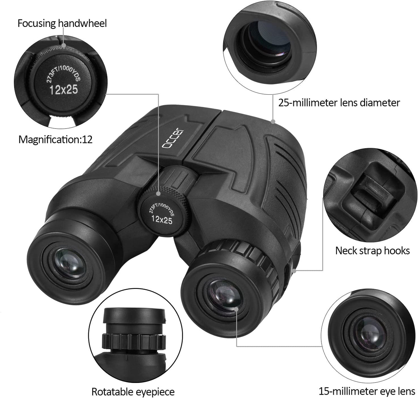 Occer 12x25 Compact Binoculars