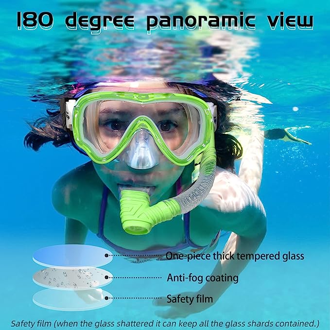 Kids Swim Goggles Snorkel Diving Mask for Youth (5-15)