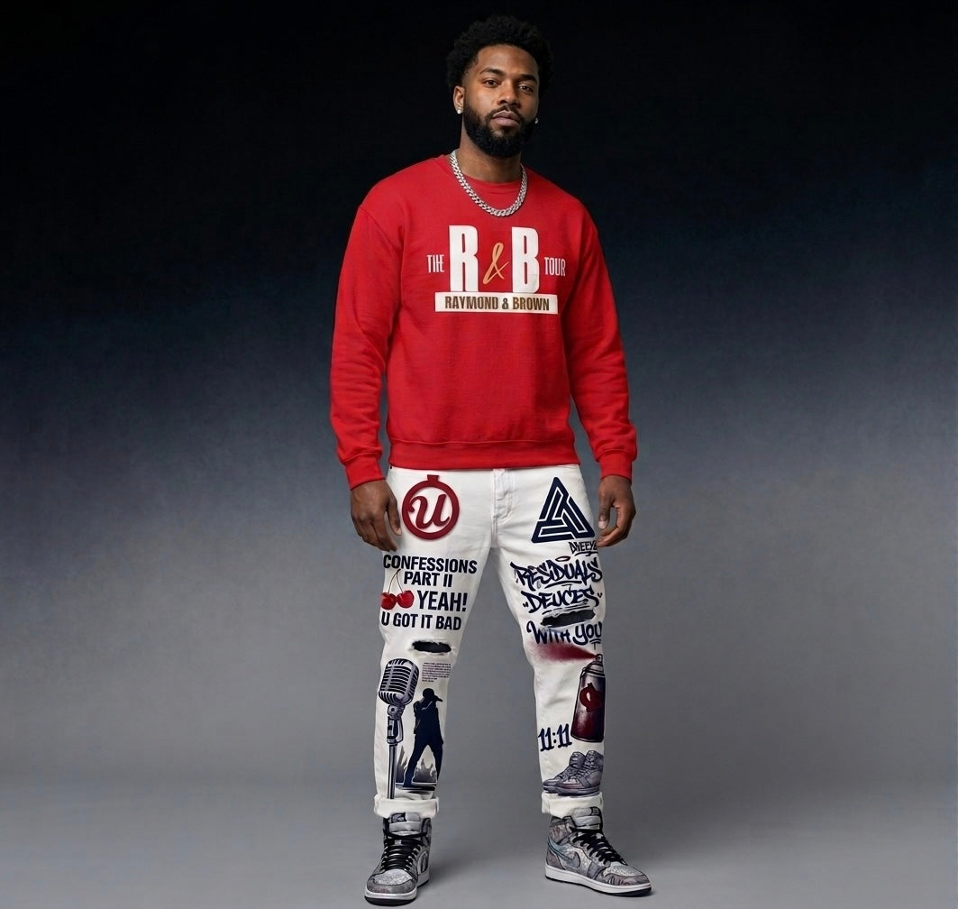 Chris Brown & Usher Concert Custom Jean Design