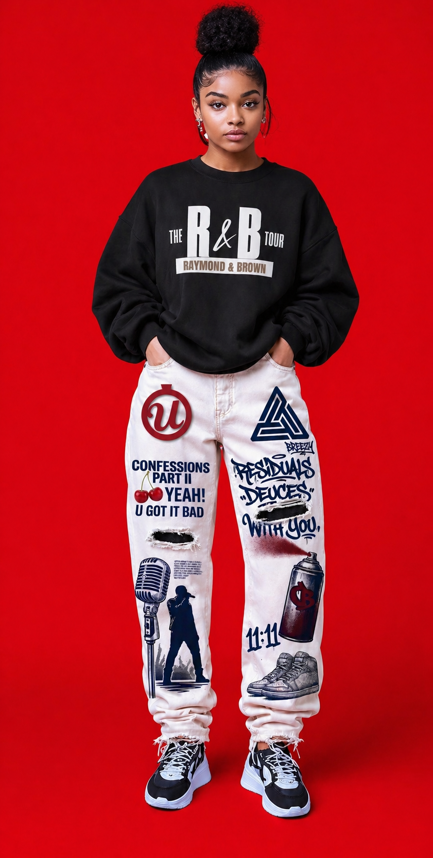 Chris Brown & Usher Concert Custom Jean Design